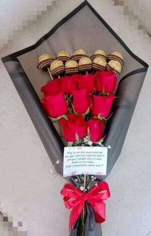 Bouquet por 10 ferrero y rosas R168